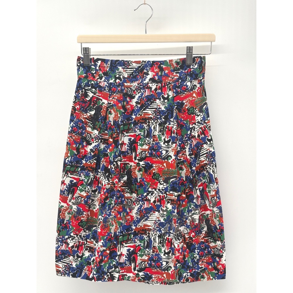 Missoni Skirt A Line Abstract Sidewalk Street Print Blue Red White Women 4